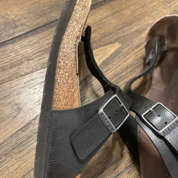 Birkenstock Gizeh Women’s Black Birko Flor T Strap Sandals Size 38 US 7 Hippie - Picture 9 of 12